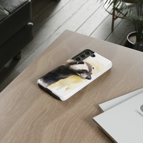 Badger on a Yellow Background - Impact Resistant Phone Case
